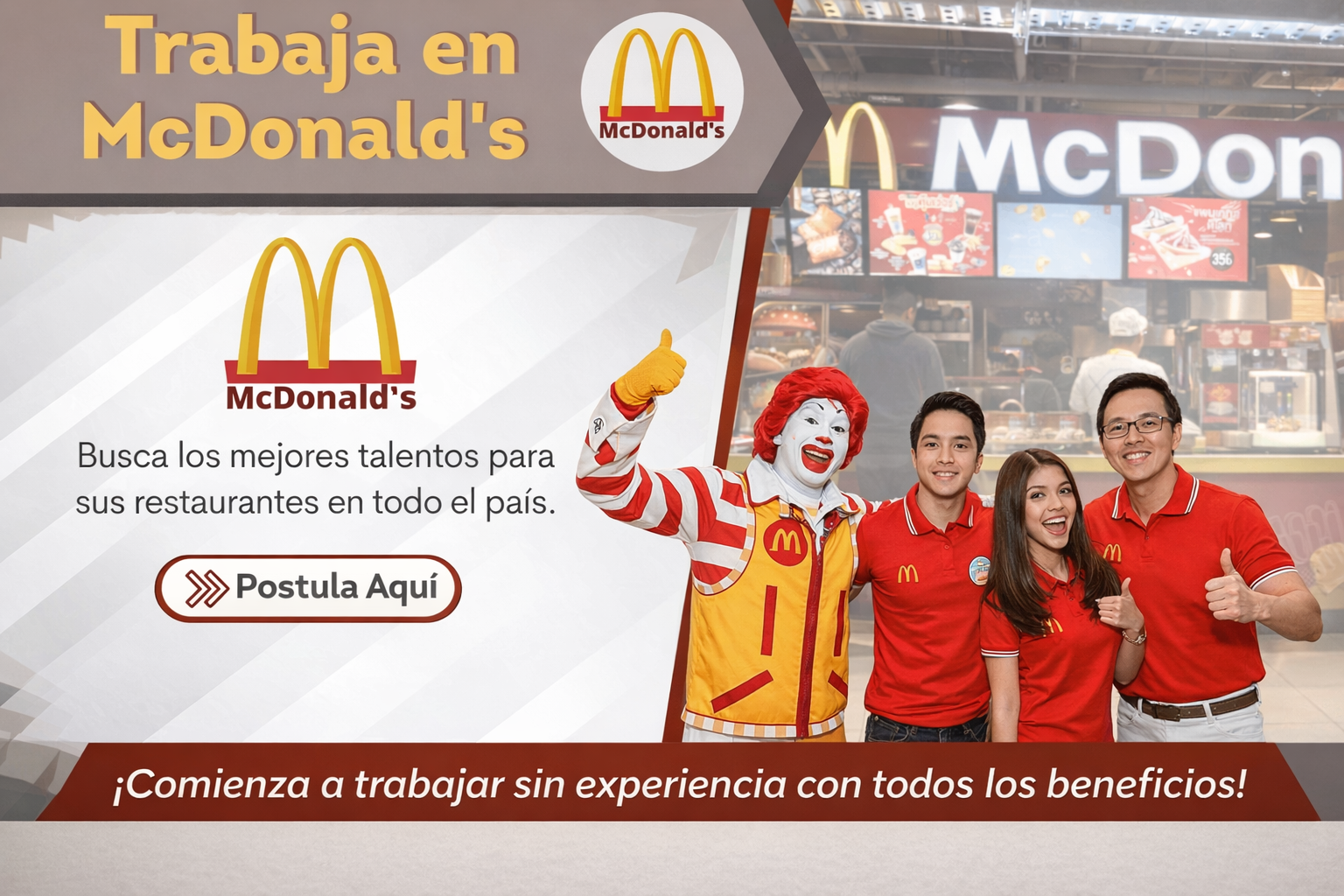 McDonald’s Abre Nuevas Vacantes de Trabajo ¡Postula Aquí Antes que Cierren!